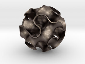 Small Gyroid in Polished Bronzed Silver Steel