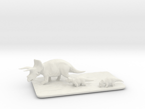 Triceratops family small in White Natural Versatile Plastic