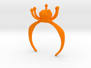 Flower Ring With Stone in Orange Processed Versatile Plastic