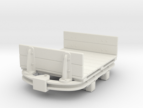 1:35 or Gn15 small skip based flat wagon with ends in White Natural Versatile Plastic