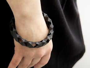 Medium Size - Polygonal Bracelet in Black Natural Versatile Plastic