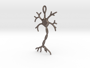 Neuron Pendant (1.7" high) in Polished Bronzed Silver Steel
