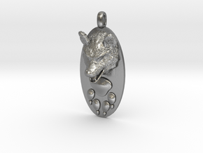 WOLF HEAD&PAWN Jewelry Pendant in Natural Silver