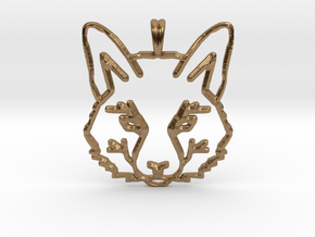 FOX TOTEM Designer Symbol Jewelry Pendant in Natural Brass