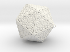 Christmas Tree Ornament Icosahedron Smaller in White Natural Versatile Plastic