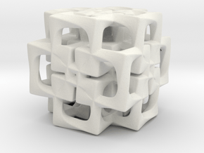 Fused Cubes smaller in White Natural Versatile Plastic