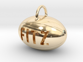 Personalize-able Rugby Ball Pendant in 14K Yellow Gold