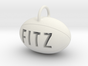 Personalize-able Rugby Ball Pendant in White Natural Versatile Plastic