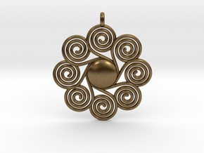 SPIRAL SUN Designer Jewelry Pendant in Natural Bronze