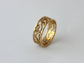 Hollow swirls ring size 7 in Polished Brass