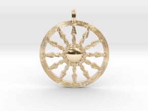 SUN Designer Symbolic Jewelry Pendant in 14K Yellow Gold