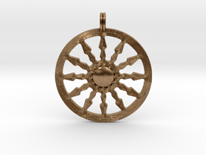 SUN Designer Symbolic Jewelry Pendant in Natural Brass