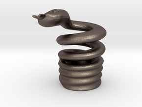 Spiraling Snake Ashtray Cigarette Stubber in Polished Bronzed Silver Steel