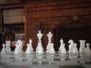 Typographical Chess Set in White Natural Versatile Plastic