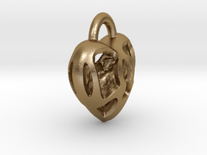 Key Hole Heart in Polished Gold Steel