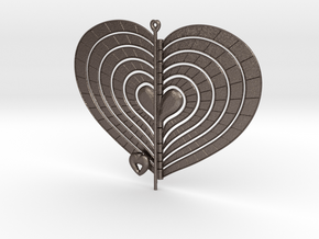 Heart Swap Spinner Flat Radial Etch - 15cm in Polished Bronzed Silver Steel