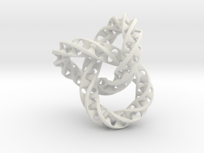 Fused  Interlocked Mobius Infinity Knot in White Natural Versatile Plastic