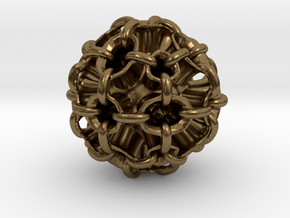 Hollow piped sphere with loops #3 Smaller in Natural Bronze