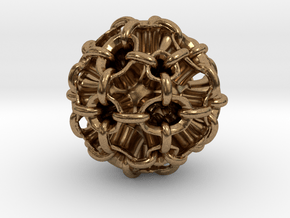 Hollow piped sphere with loops #3 Smaller in Natural Brass