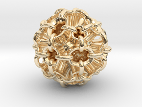 Hollow piped sphere with loops #3 Smaller in 14K Yellow Gold