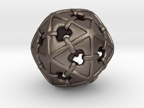 Wrapped Icosahedron in Polished Bronzed Silver Steel