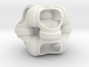 Hollowed Cube with looped pipes #1 in White Natural Versatile Plastic