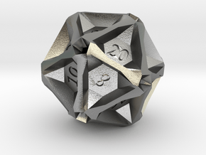 Geometric d20 [Metals] (engraved) in Natural Silver