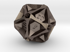 Geometric d20 [Metals] (engraved) in Polished Bronzed Silver Steel