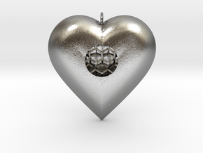 Diamond Heart Pendant in Natural Silver