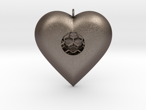 Diamond Heart Pendant in Polished Bronzed Silver Steel