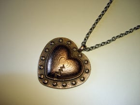 Steampunk Heart Pendant in Polished Bronzed Silver Steel