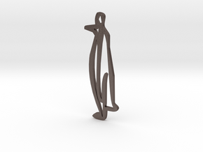 Happy Penguin Pendant in Polished Bronzed Silver Steel