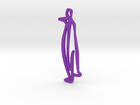 Happy Penguin Pendant in Purple Processed Versatile Plastic