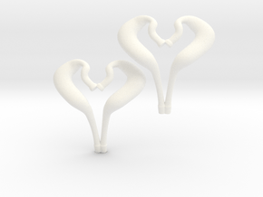 I love 2-Strokes Motorcycle Pipe Heart Earrings in White Processed Versatile Plastic