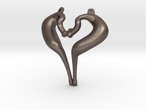 I Love 2-strokes Pendant Motorcycle Pipes in Polished Bronzed Silver Steel