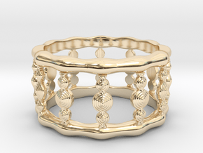 Designer COLUMN RING in Silver |  Gold |  Steel in 14K Yellow Gold