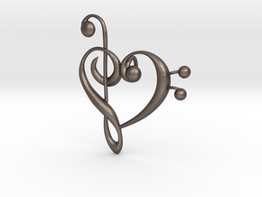 Love Of Music Pendant in Polished Bronzed Silver Steel