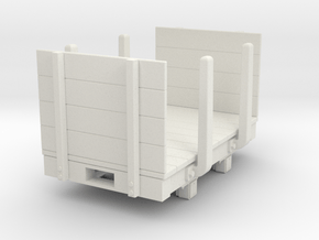 Gn15 small 5ft flat wagon with stakes and ends in White Natural Versatile Plastic