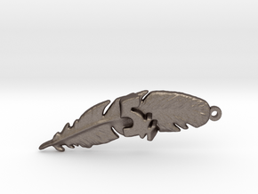 5K FEATHER RUNNERS KEYCHAIN in Polished Bronzed Silver Steel