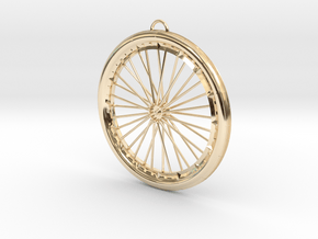 Custom bike bicycle wheel pendant  in 14K Yellow Gold