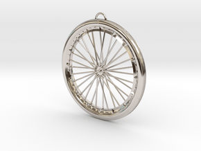 Custom bike bicycle wheel pendant  in Platinum