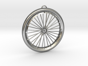 Bicycle Wheel Pendant Big in Natural Silver
