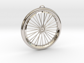 Bicycle Wheel Pendant Big in Platinum