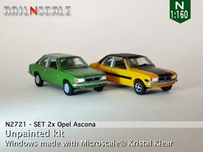 SET 2x Opel Ascona B (N 1:160) in Smooth Fine Detail Plastic