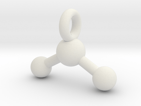 3D Printed Metal Water Molecule Key chain in White Natural Versatile Plastic