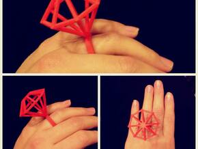 Big Diamond Ring - size 6 in Red Processed Versatile Plastic