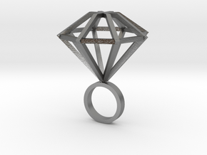 Big Diamond Ring - size 6 in Natural Silver
