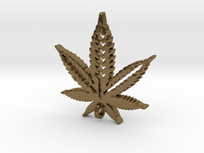 Marijuana Pendant in Natural Bronze