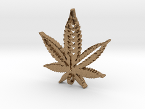 Marijuana Pendant in Natural Brass
