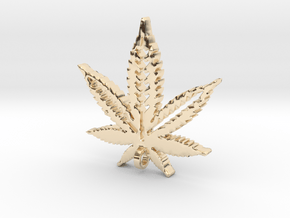 Marijuana Pendant in 14K Yellow Gold